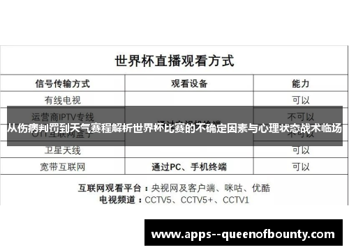 从伤病判罚到天气赛程解析世界杯比赛的不确定因素与心理状态战术临场